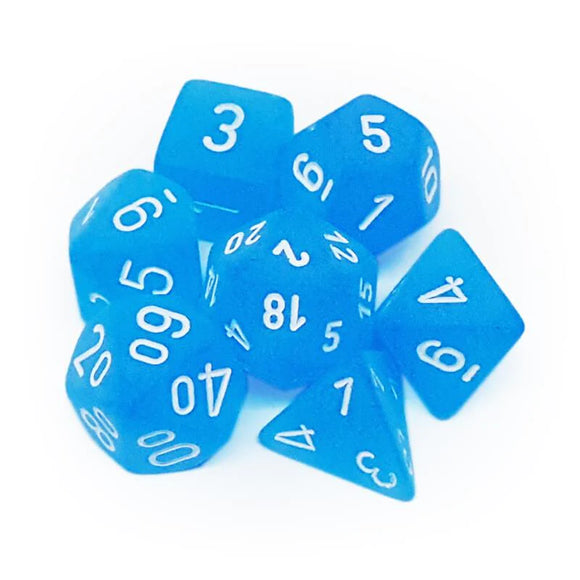 Mini Frosted 7-Die Set Caribbean Blue/White