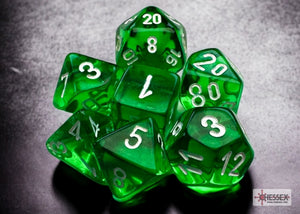 Mini Translucent 7-Die Set Green/White