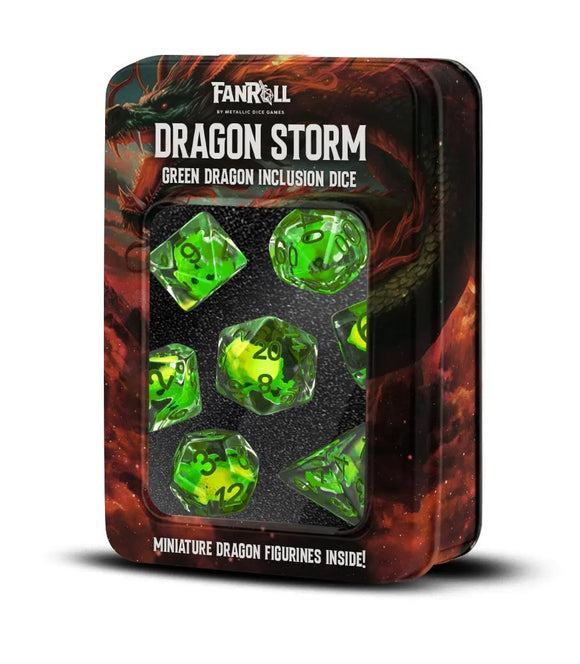 Resin 7 Dice Set Dragon Storm - Green Dragon