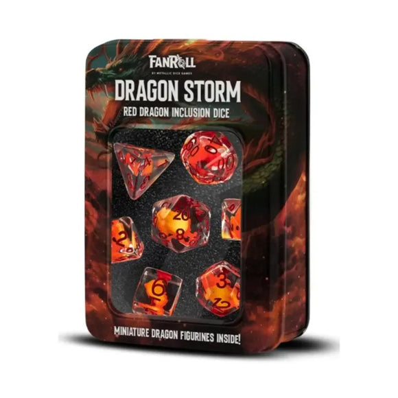 Resin 7 Dice Set Dragon Storm - Red Dragon