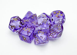 Translucent 7-Die Set Lavender/Gold