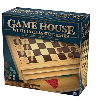 Cardinal Games Deluxe Wood Game House with 10 Games (Checkers, Chess, Chinese Checkers, Backgammon, Othello...)